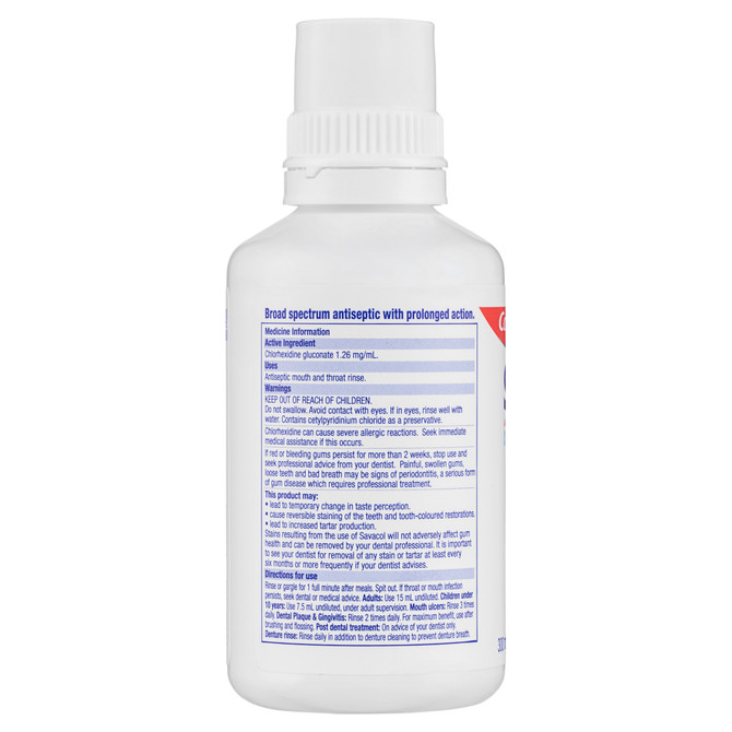 Colgate Savacol Antiseptic Mouth and Throat Rinse Mouthwash, 300mL, Alcohol Free, Fresh Mint