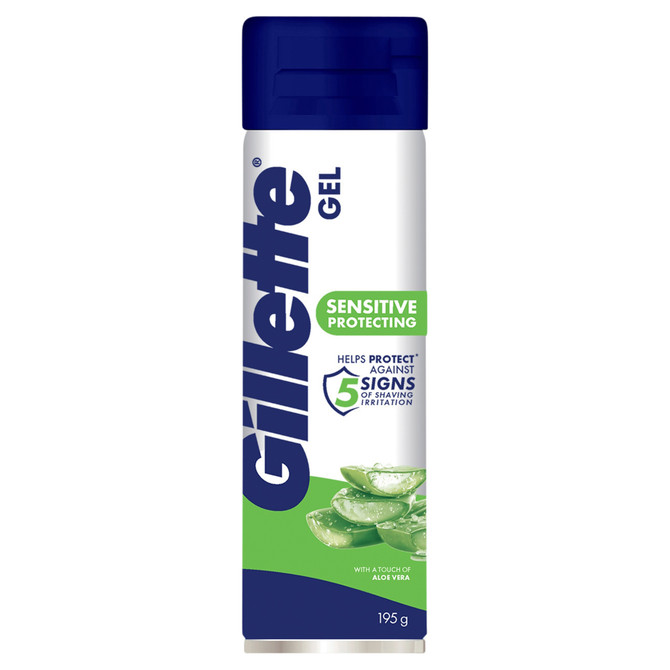 Gillette Men's Shaving Gel for Sensitive Skin with Soothing Aloe Vera, 195g