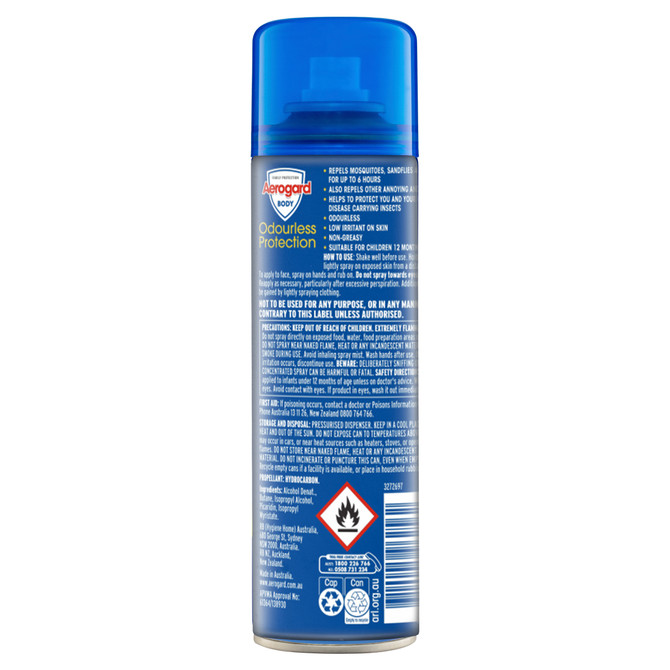 Aerogard Body Odourless Protection Insect Repellent Aerosol Spray 150g