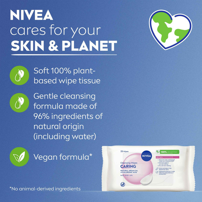 NIVEA Caring Cleansing Wipes 25wipes