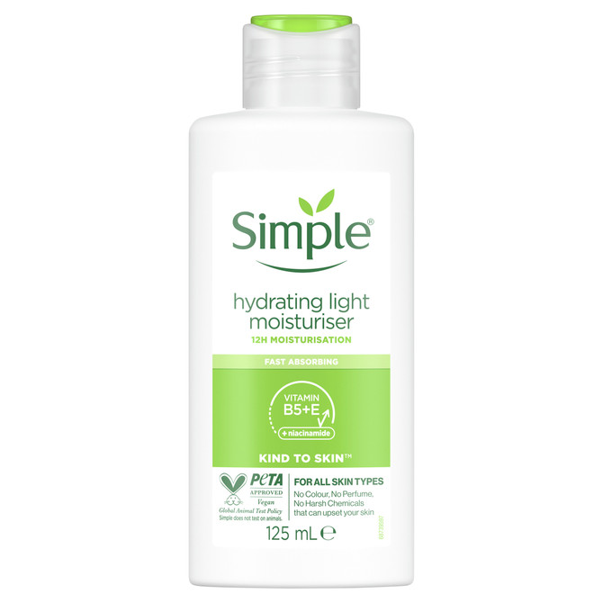 Simple Kind to Skin Hydrating Light Moisturiser for soft and smooth skin 125mL