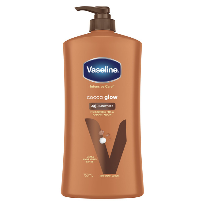 Vaseline Intensive Care Body Lotion for dry skin Cocoa Glow 48h moisturising skin care 750 ml