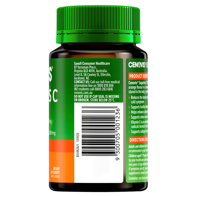 Cenovis Sugarless C 500mg 100 Chewable Tablets