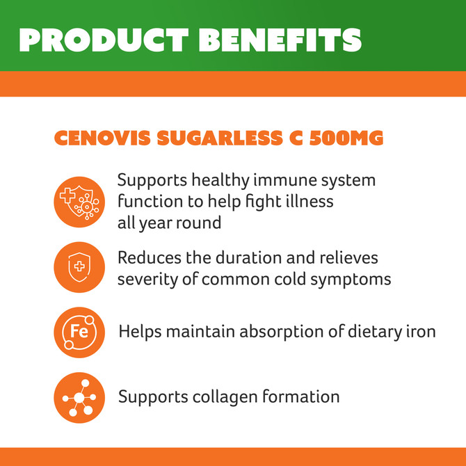 Cenovis Sugarless C 500mg 100 Chewable Tablets