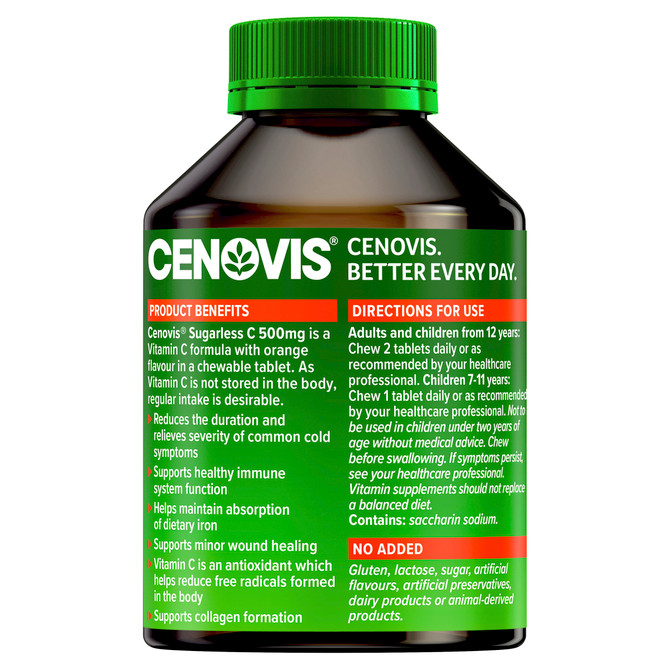 Cenovis Sugarless C 500mg  300 Chewable Tablets