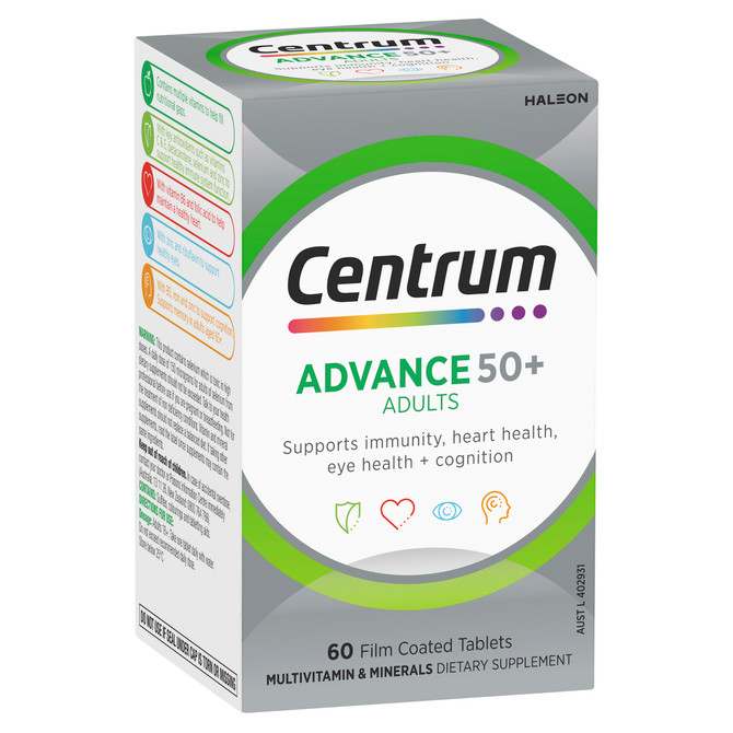 Centrum Advance 50+ Adults 60 Film Coated Tablets