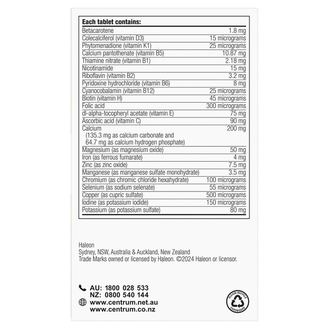 Centrum Advance 50+ Adults 60 Film Coated Tablets