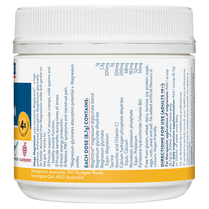 Ethical Nutrients Mega Magnesium Powder 200g Raspberry