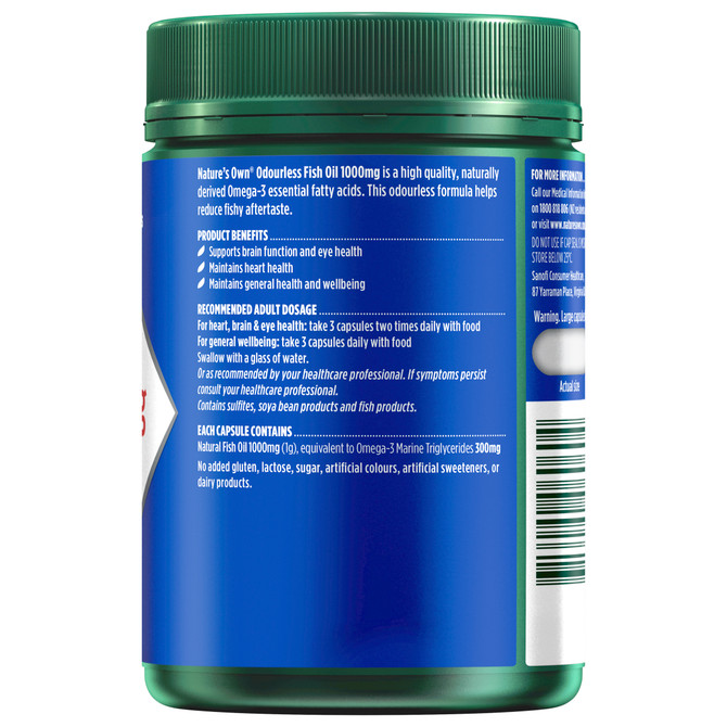 Nature's Own Odourless Fish Oil 1000mg 200 Capsules