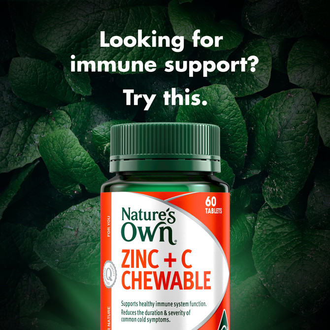 Nature's Own Zinc + C Chewable 60 Tablets