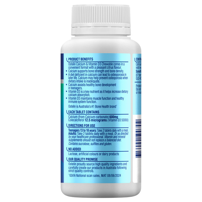 Ostelin Calcium & Vitamin D3 Chewable 60 Tablets