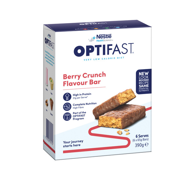 OPTIFAST VLCD Bar Berry Crunch 6 Pack 390g