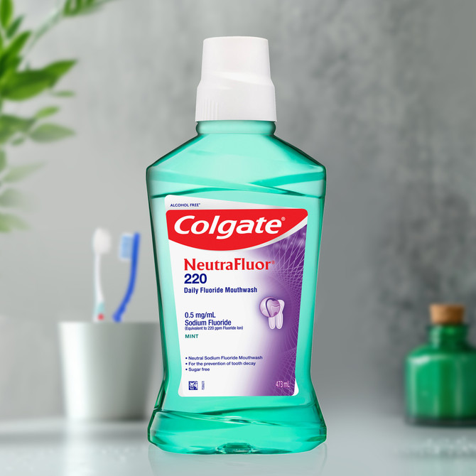 Colgate NeutraFluor 220 Daily Fluoride Mouthwash, 473mL, Alcohol Free, Mint