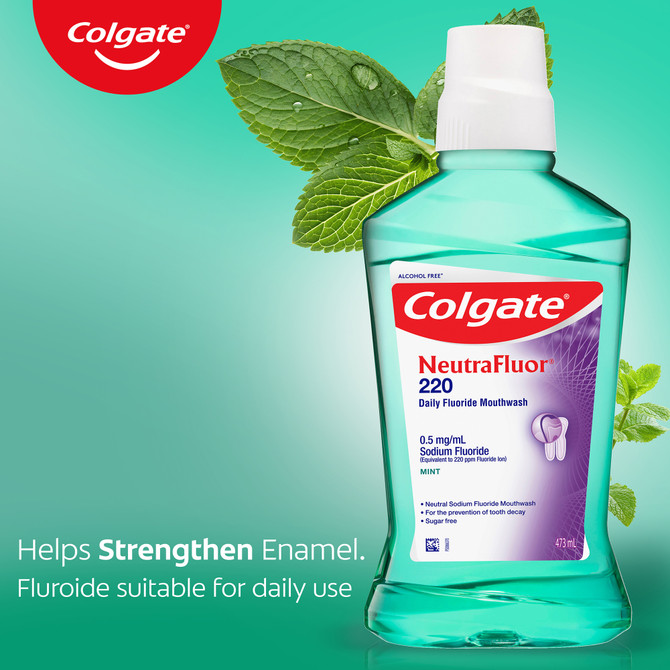 Colgate NeutraFluor 220 Daily Fluoride Mouthwash, 473mL, Alcohol Free, Mint