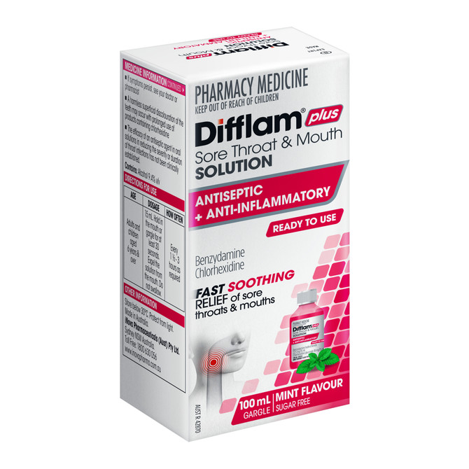 Difflam Plus Ready To Use Sore Throat & Mouth Solution 100mL