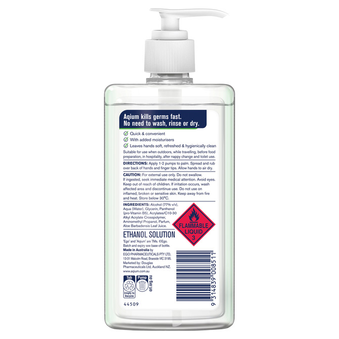 Aqium Aloe Antibacterial Hand Sanitiser375ml