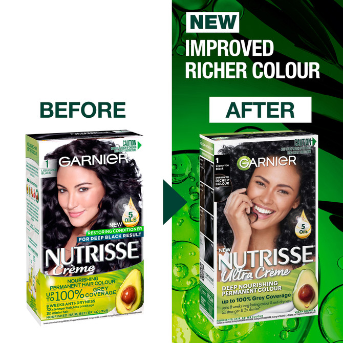 Garnier Nutrisse Permanent Hair Colour - 1 Liquorice Black