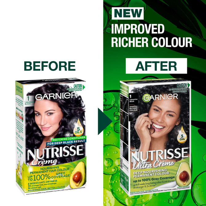 Garnier Nutrisse Permanent Hair Colour - 1 Liquorice Black