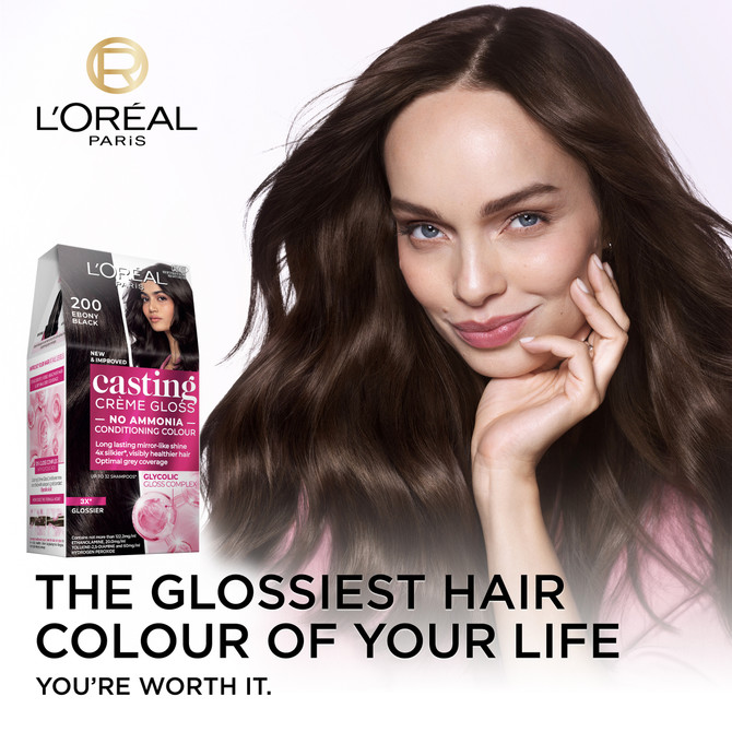 L'Oréal Paris Casting Crème Gloss Semi-Permanent Hair Colour - 200 Ebony Black (Ammonia Free)