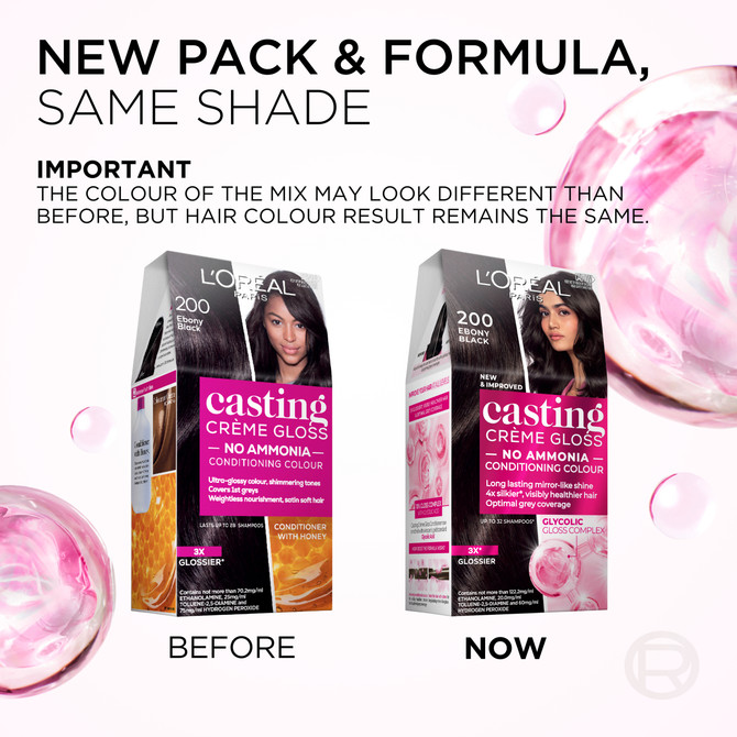 L'Oréal Paris Casting Crème Gloss Semi-Permanent Hair Colour - 200 Ebony Black (Ammonia Free)
