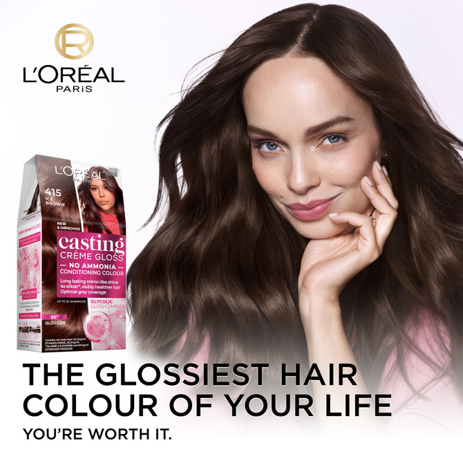 L'Oréal Paris Casting Crème Gloss Semi-Permanent Hair Colour - 415 Iced Brown (Ammonia Free)