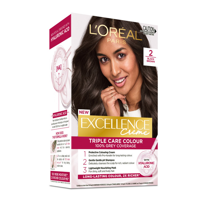 L'Oréal Paris Excellence Crème Permanent Hair Colour - 2 Black Brown