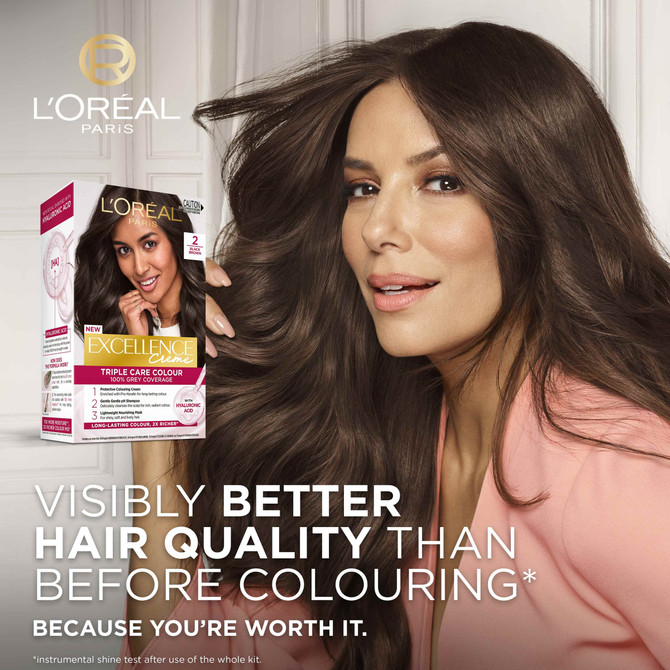 L'Oréal Paris Excellence Crème Permanent Hair Colour - 2 Black Brown