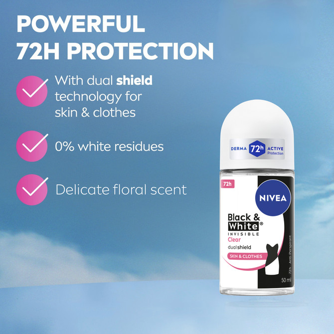 NIVEA BLACK & WHITE Invisible Clear Roll-On 50ml