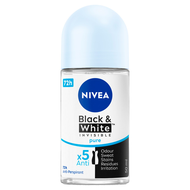 NIVEA Black & White Invisible Pure Anti-Perspirant Roll-On 50ml