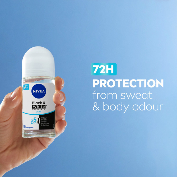 NIVEA Black & White Invisible Pure Anti-Perspirant Roll-On 50ml