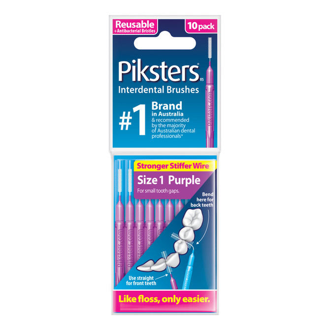 Piksters Interdental Brushes Purple Size 1 10pk