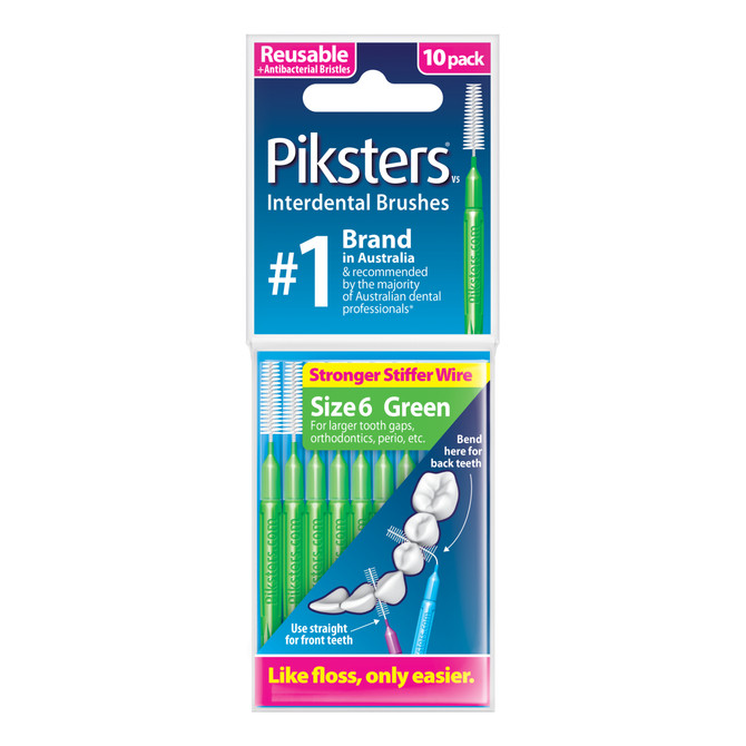 Piksters Interdental Brushes Green Size 6 10pk