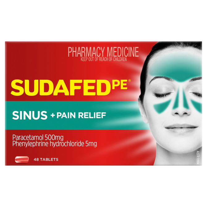 Sudafed PE Sinus + Pain Relief Tablets 48 Pack