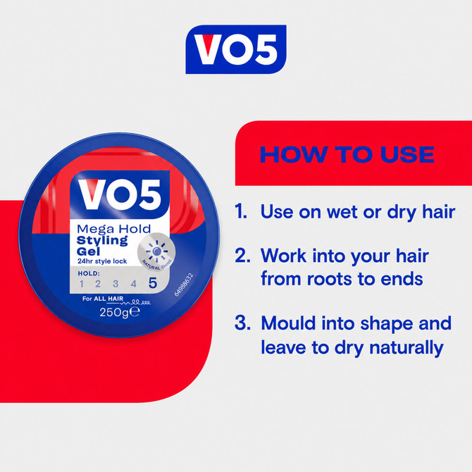 VO5 Mega Hold Styling Gel Tub 250g