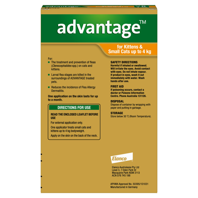 Advantage™ Fleas for Kittens & Small Cats Up To 4kg - 6 Pack