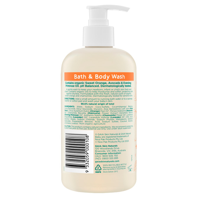GAIA Natural Baby Bath & Body Wash 500mL