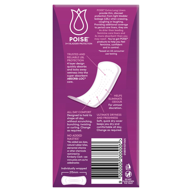 Poise Liners For Bladder Leaks Extra Long 22 Pack