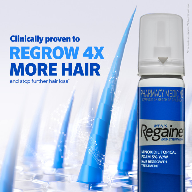 Regaine Men’s Extra Strength 5% Minoxidil Topical Solution – Hair Regrowth Treatment for Men (4 Month Supply, 4 x 60mL)