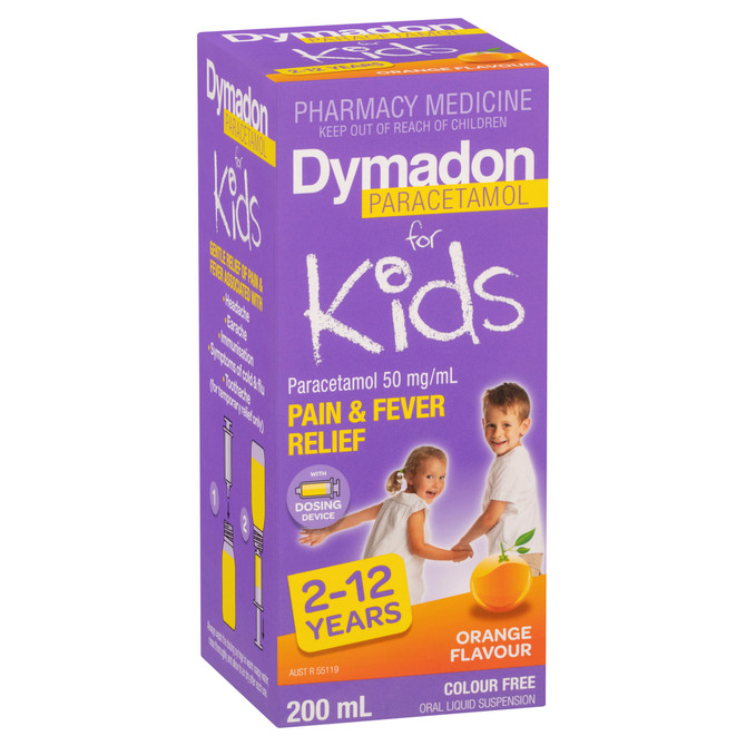 Dymadon Paracetamol for Kids 2-12yrs ORANGE 200mL