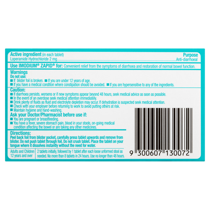 Imodium Zapid Diarrhoea Relief Dissolving Tablets 12 Pack
