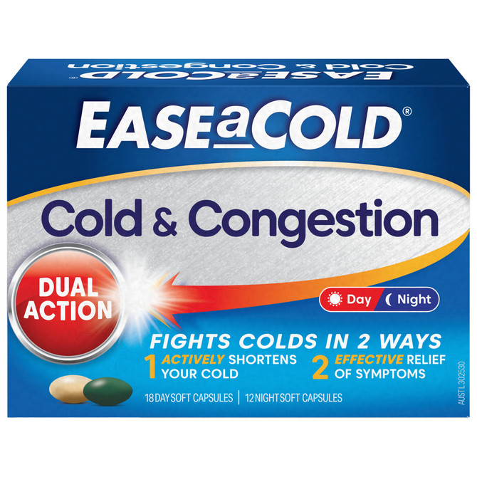 EASEaCOLD Cold & Congestion Day/Night 30 Soft Capsules