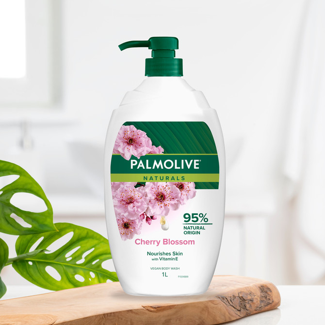 Palmolive Naturals Body Wash Cherry Blossom 1L Moisturising Almond Milk
