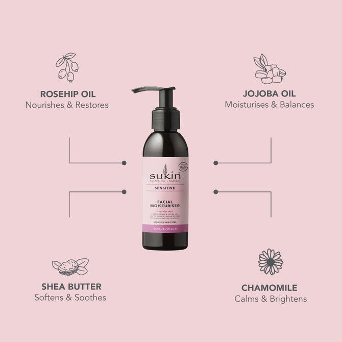 SUKIN SENSITIVE FACIAL MOISTURISER 125ML