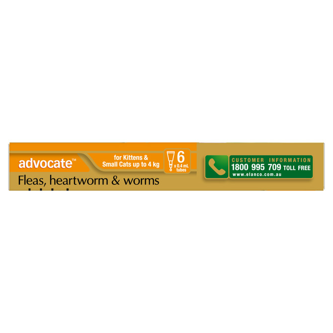 Advocate™ Fleas, Heartworm & Worms for Kittens & Small Cats Up To 4kg - 6 Pack