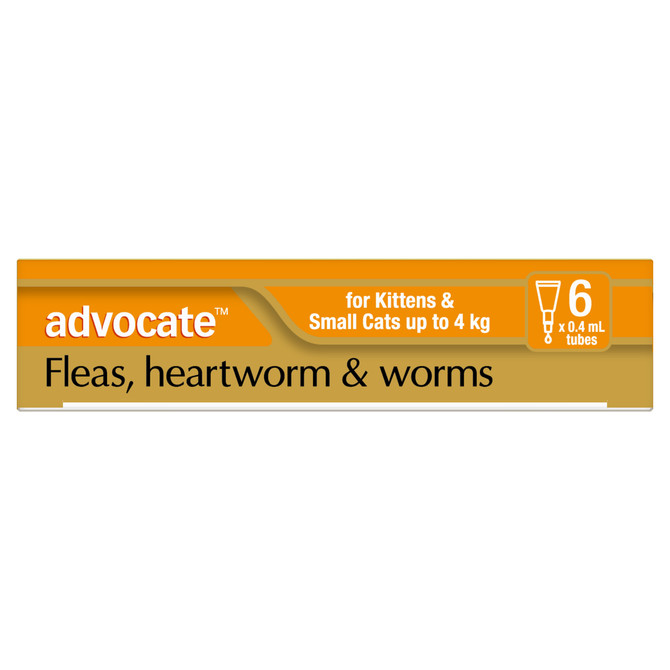 Advocate™ Fleas, Heartworm & Worms for Kittens & Small Cats Up To 4kg - 6 Pack
