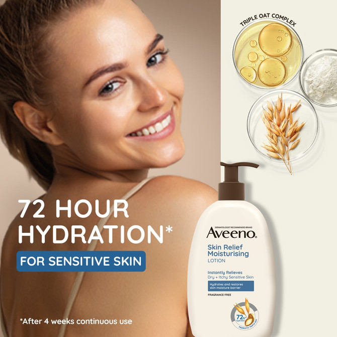 Aveeno Skin Relief Moisturising Non-Greasy Body Lotion 24-Hour Cool & Soothe Extra Dry Itchy Sensitive Skin 225mL
