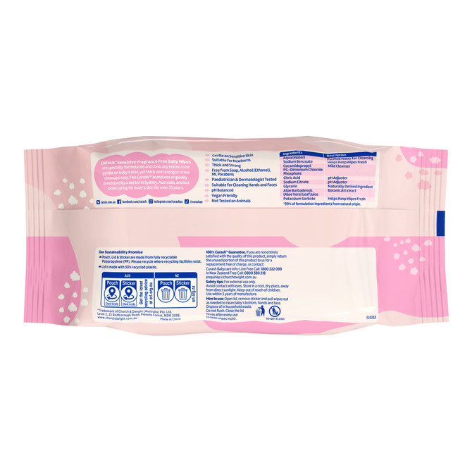 Curash Sensitive Fragrance Free Baby Wipes 3 x 80 Pack
