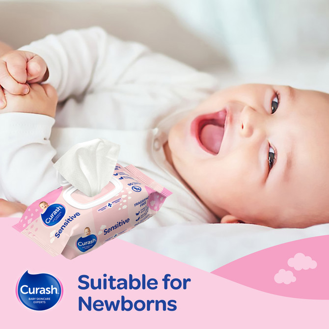 Curash Sensitive Fragrance Free Baby Wipes 3 x 80 Pack