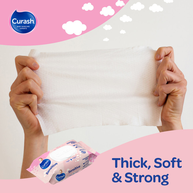 Curash Sensitive Fragrance Free Baby Wipes 3 x 80 Pack