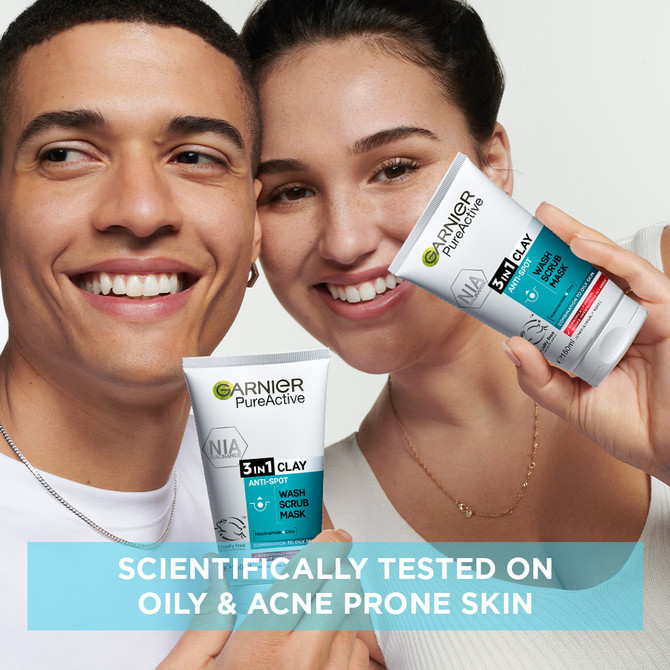 Garnier Pure Active 3 in 1 Wash, Scrub & Mask